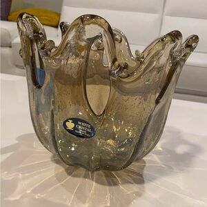 Murano White Cristal Vase. hand made In Italy. new